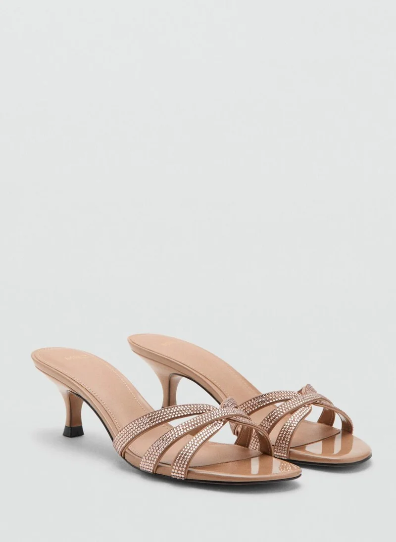 Mango  Heeled sandal with strass strap for Women | Best Price UAE